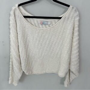 Free People FP Beach Scoop Neck Slouchy Cropped Sweater Size Large Knit.  16